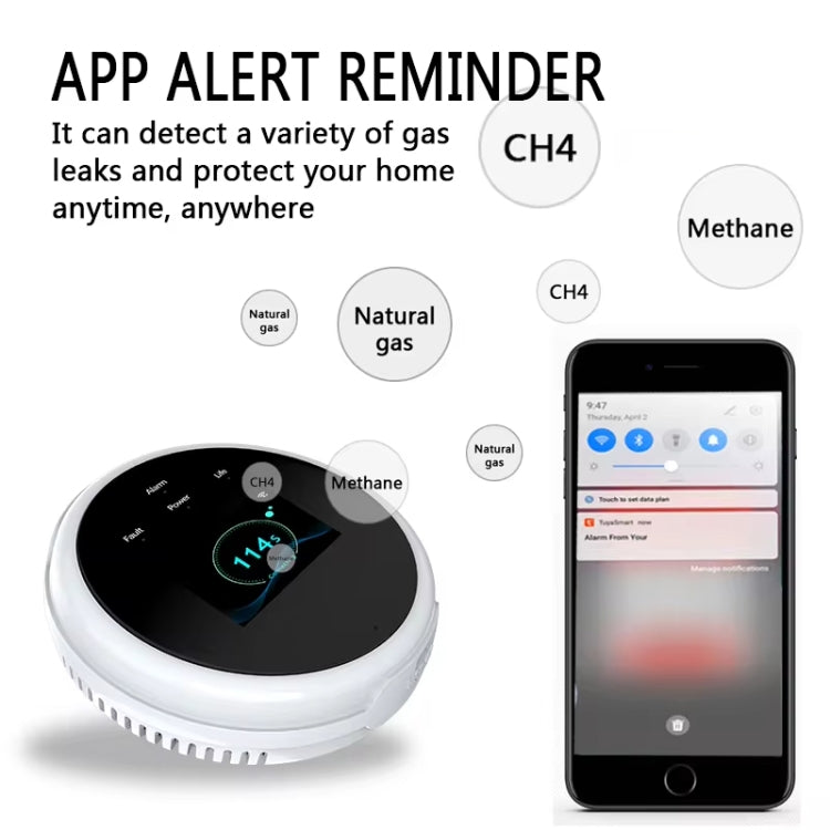 Tuya WiFi Gas Leak Detector With Temperature Clock Function Support Human Voice Alarm, GS21 Tuya WiFi Gas Leak Detector With Temperature Clock Function Support Human Voice Alarm, GS21